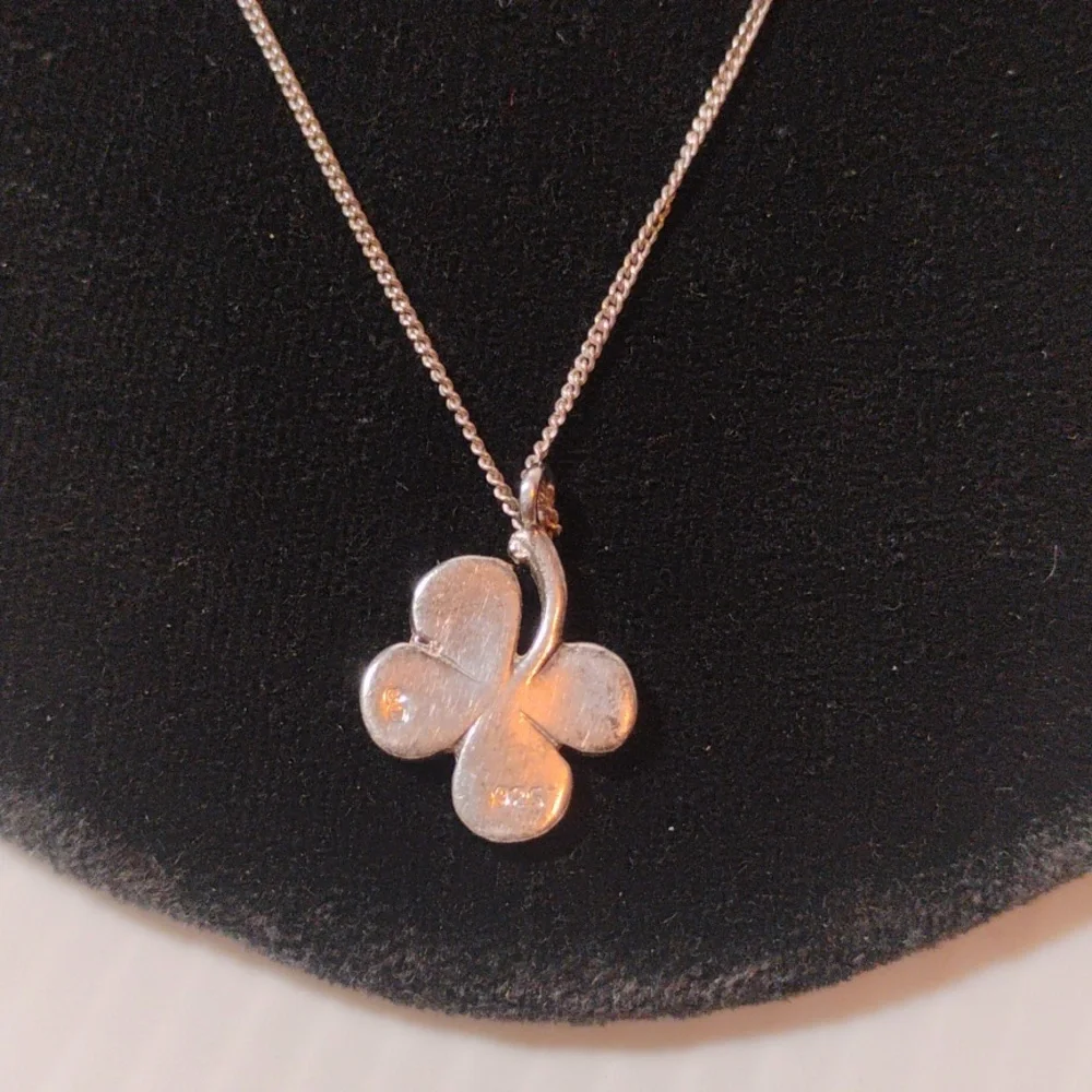 925 Sterling Silver Four Leaf Clover Pendant Necklace Approx 20" Total Length - Picture 3 of 7